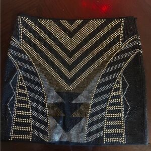 ANGL Black and Gold Studded Mini Skirt